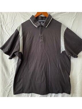 Devon & Jones Polo Shirt XL Black Gray Colorblock Pique Cotton